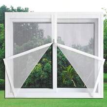1pc White Hook And Loop Zipper Mosquito Net, Self-Adhesive Window Screen, Removable Mesh Curtain For Home Use - White Zipper - View 4
