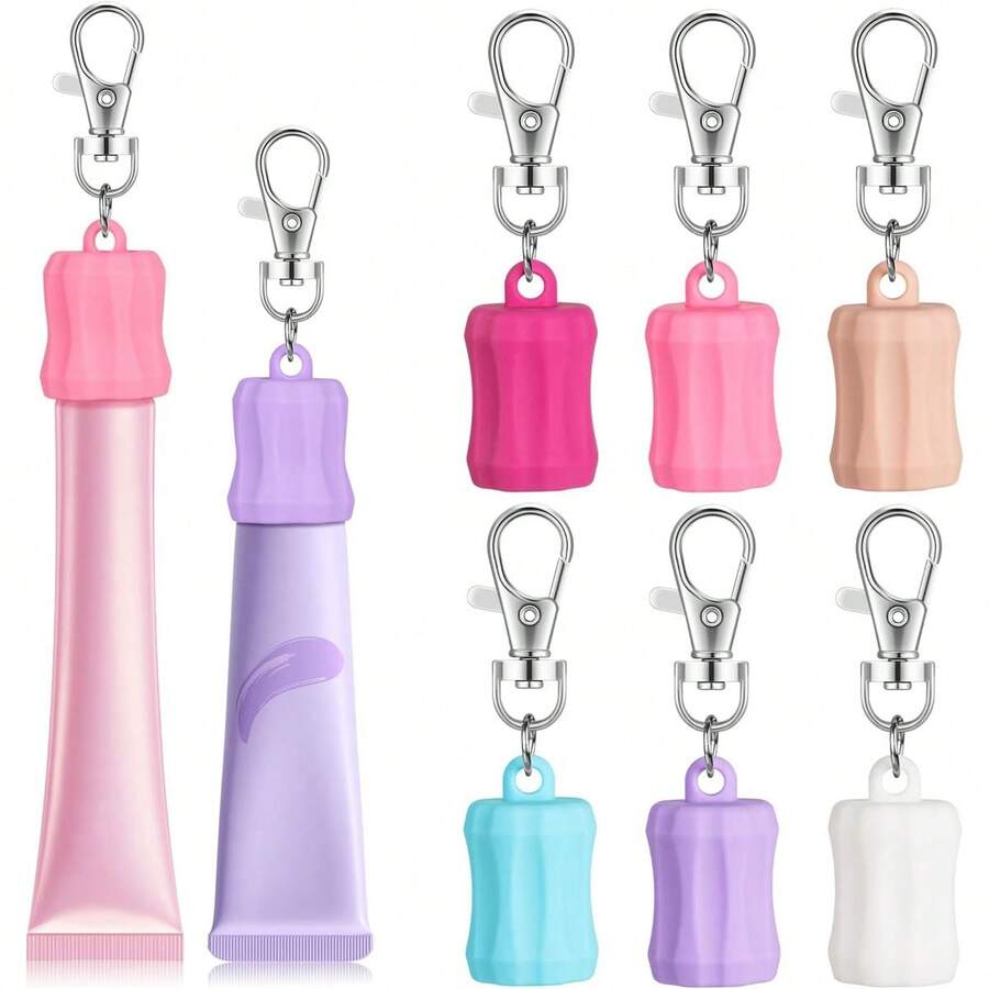 Gantungan Kunci Lip Gloss, Gantungan Kunci dengan Tutup Silikon Portabel, Gantungan Kunci Tempat Lip Gloss untuk Dompet, Kunci, Ransel, dan Aksesori Fashion Pakaian - MultiWarna - View 1
