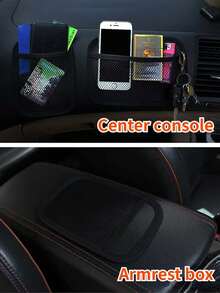 Bolsa de red para almacenamiento en el respaldo del asiento del coche, organizador de red multifuncional autoadhesivo que puede sostener teléfono, billetera, llaves, tarjetas, solución de almacenamiento práctico en el interior del coche, accesorio decorativo para ahorrar espacio - A - Ver 10