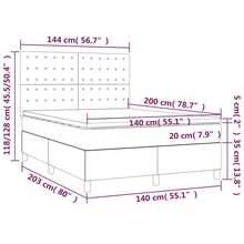 vidaXL Boxspringbett Mit Matratze & LED Hellgrau 140x200 Cm Stoff - Grau - Übersicht 8