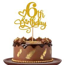 1个闪亮粉色生日蛋糕装饰插牌，适合1-18岁生日，生日蛋糕用品，1-18岁生日派对装饰 - 闪亮粉色 - 彩色 - 查看 42