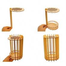 1pc Wooden 3D Vase - Modern Geometric Design, Best Gift For Floral Enthusiasts, Flower Display Decor, Wooden Desktop/Home/Office Accessory - Brown - View 4