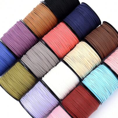 Dây da lộn Hàn Quốc dẹt 2.5mm dài 10m, dây giả da lộn để bện làm vòng tay, vòng cổ, đồ trang sức thủ công, vật liệu may vá.