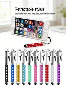 2pcs/5pcs Gypsophila Retractable Stylus Pen 3-Section Extendable Capacitive Touch Pen Universal Compatible With Apple Devices Android Phone Tablet Screen Drawing Writing Handwriting Pen With Dust Plug Cap Small Gift For Students Office - Multicolor - View 3