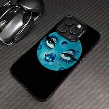 Arte facial estilizado de luna azul.funda de teléfono Fundas compatibles con ,Apple,VIVO,OPPO,,, y Honor.Fabricadas en silicona TPU,ofrecen protección contra golpes y caídas. - Negro - Ver 3