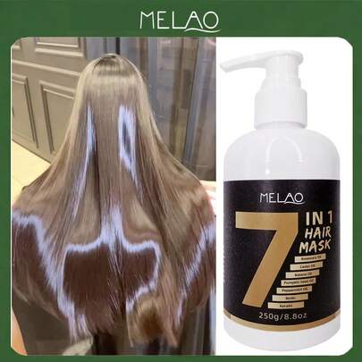  7合1深层修护发膜，蕴含MELAO玫瑰精油、蓖麻油、巴巴苏油、生物素和角蛋白，滋养修护受损、干燥、毛躁的头发，深层滋养，250克/8.8盎司