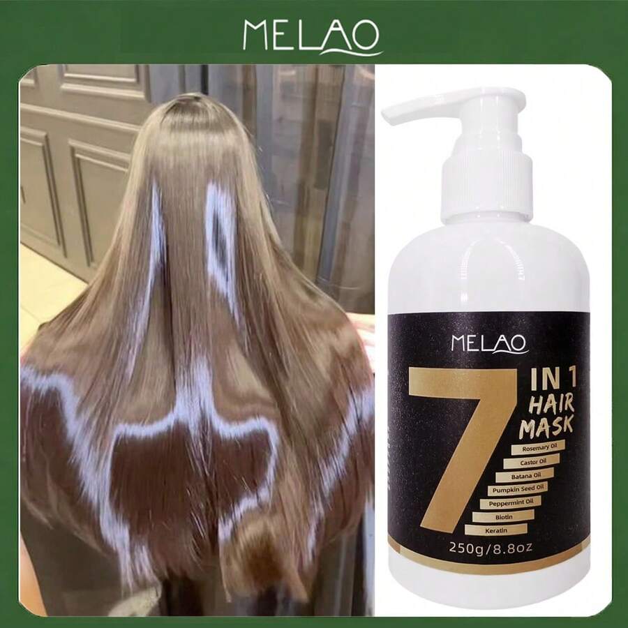 7合1深层修护发膜，蕴含MELAO玫瑰精油、蓖麻油、巴巴苏油、生物素和角蛋白，滋养修护受损、干燥、毛躁的头发，深层滋养，250克/8.8盎司 - 250g - 查看 1