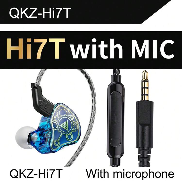 QKZ Hi7T In-Ear Headphones, Professional Dynamic Driver HiFi Sound Quality Monitoring Earphones For Music & Gaming, 3.5mm AUX With Microphone - View 12
