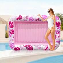 1 pieza Tumbona inflable para tomar el sol, 70 X 45 pulgadas (Aprox. 176 X 115 cm) Flotador de piscina extra grande con almohada, Balsa de baño para tomar el sol 4 en 1 para regalo de fiesta - Multicolor - Ver 6