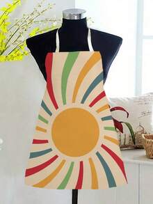 1 buc șorț imprimat pe o singură față cu model de soare colorat cu desene animate, șorț de bucătărie unisex pentru acasă, șorț de protecție pentru bucătărie, decor pentru casă - Multicolor - Vizualizare 6
