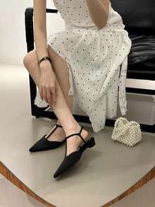 2026 Spring/Summer New Fashion French T-Strap High Heel Sandals For Women, Black T-Strap Design, Stylish & Versatile Office/Casual Wear - Black - View 4