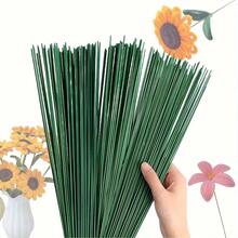 10/30/50 Pcs Artificial Flower Stems, Bendable DIY Green Floral Wire Rods, For Wedding Bouquets, Home Holiday Decor (Halloween/Christmas/Boho) - Green - View 2