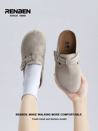 RENBEN 2026春夏新款女士休闲穆勒鞋，舒适厚底鞋，适合娇小身材，通勤及日常穿着