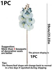1pc Artificial Phalaenopsis Orchid Flower, Silk Fake Flower, Suitable For Wedding Party Decor, Cake Decor, Home Living Room Tabletop Decor, Autumn Party Decor, Harvest Centerpiece Decor, Wreath Decor - Light Blue - View 3