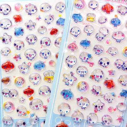 可爱水滴透明水晶装饰日记贴纸，卡通3D立体贴纸，贴纸笔记本，糖果滴贴纸，趣味儿童装饰贴纸，防水透明水晶贴纸，DIY贴纸材料。装饰贴纸礼品。封口。房间装饰，桌面和书籍装饰，生日礼物