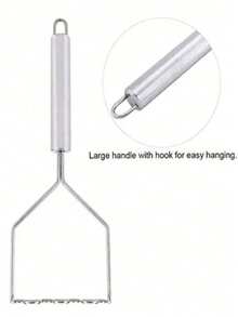 1/2pcs Stainless Steel Potato Masher, Heavy-Duty Wire Potato Masher For Kitchen, Non-Slip Handle Vegetable Puree Maker - Multicolor - View 6