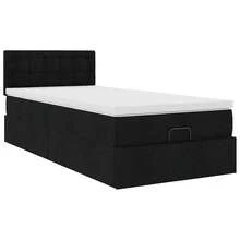 vidaXL Ottoman-Bett mit Matratze Schwarz 90x190 cm Stoff - Noir - Voir 6