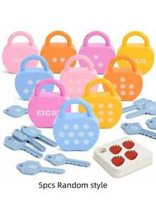 Kids Lock & Key Toy Set, Educational Lock Puzzle, Number Matching, Word Recognition & Math Learning Toy For Home And School - Multicolor - View 7