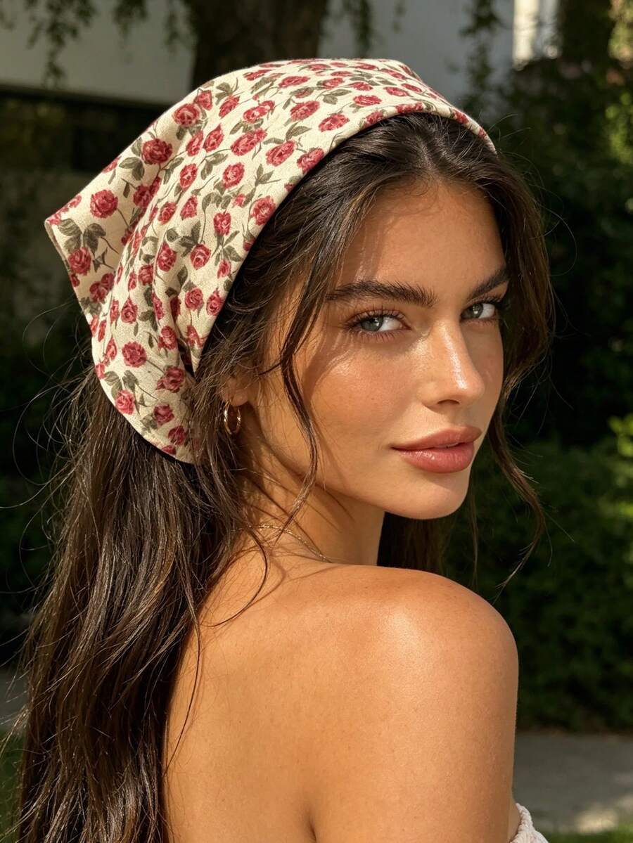 1pc Elastic Floral Print Headband For Women, Suitable For Beach, Travel, Daily Wear, Parties, Photo Shoots, Spring/Summer Summer Hair Accessories Beach Women Bandana Vacay Hair Bands,Festival,Party - Multicolor - View 1