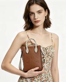 Michael Kors Mirella Handbag Set with Wallet-Top-Handle Small Satchel Purses Crossbody Tote Bag for Women with Adjustable Strap - 棕色 - 查看 2