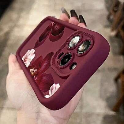 1 chiếc ốp lưng điện thoại TPU chống sốc, họa tiết hoa ly màu đỏ tía, hiệu ứng chuyển màu, bao phủ toàn bộ điện thoại, tương thích với iPhone 11 12 13 14 15 16 17 Pro Max/Plus 7/8/Air, vỏ bảo vệ.