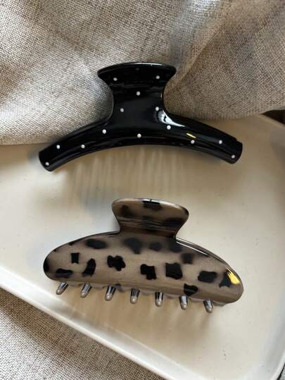 2pcs/1pc 4.13in/10.5cm Khaki/Brown Plastic Hair Clips, Fashionable Versatile Elegant Minimalist Solid Color Hair Claws, Suitable For Daily, Casual, Party, Commute, Beach, Bun, Ponytail, Washing Face, Makeup, Outfit Accessory