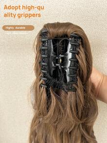 24 Inch Dark Brown Deep Wave Clip-In Ponytail Hair Extension - Heat Resistant Synthetic Fiber, Natural Curly Hair Styling Accessory, Suitable For Women's Daily Use, Daily Hairstyle Styling Accessory, Voluminous Curly Heat Resistant Fiber Wig - Linen Brown - View 4