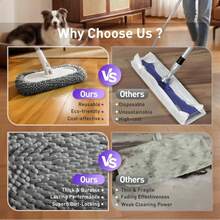 6 Pack Reusable Microfiber Mop Pads Compatible With Sweeper Mops, Replacement Mopping Pads Dry Sweeping Cloths, Washable Chenille Flat Mops Refills For Mopping Floor Cleaning (Mop Is Not Included) - ColorB - View 4