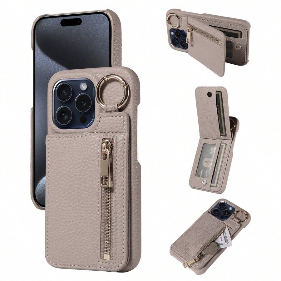 eaacaa 1pc Wallet-Style Magnetic Flip Phone Case With Card Slots & Zipper Pouch, Compatible With Iphone 17 Pro Max/17 Pro/17/17e/Air/16 Pro Max/16/15/14/13/12/11, A16 Series