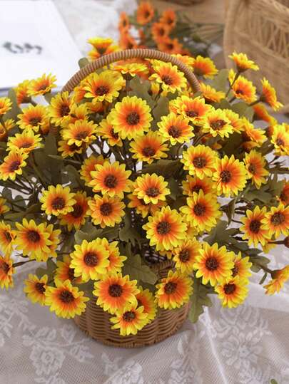 1 bó hoa cúc nhân tạo 21 bông, quà tặng ngày Valentine, trang trí đám cưới, bó hoa cô dâu, hoa cài cổ tay, hoa cài áo chú rể, trang trí bình hoa nhà cửa, phụ kiện trang trí bánh sinh nhật tự làm, trang trí năm mới, đạo cụ chụp ảnh, cây nhân tạo