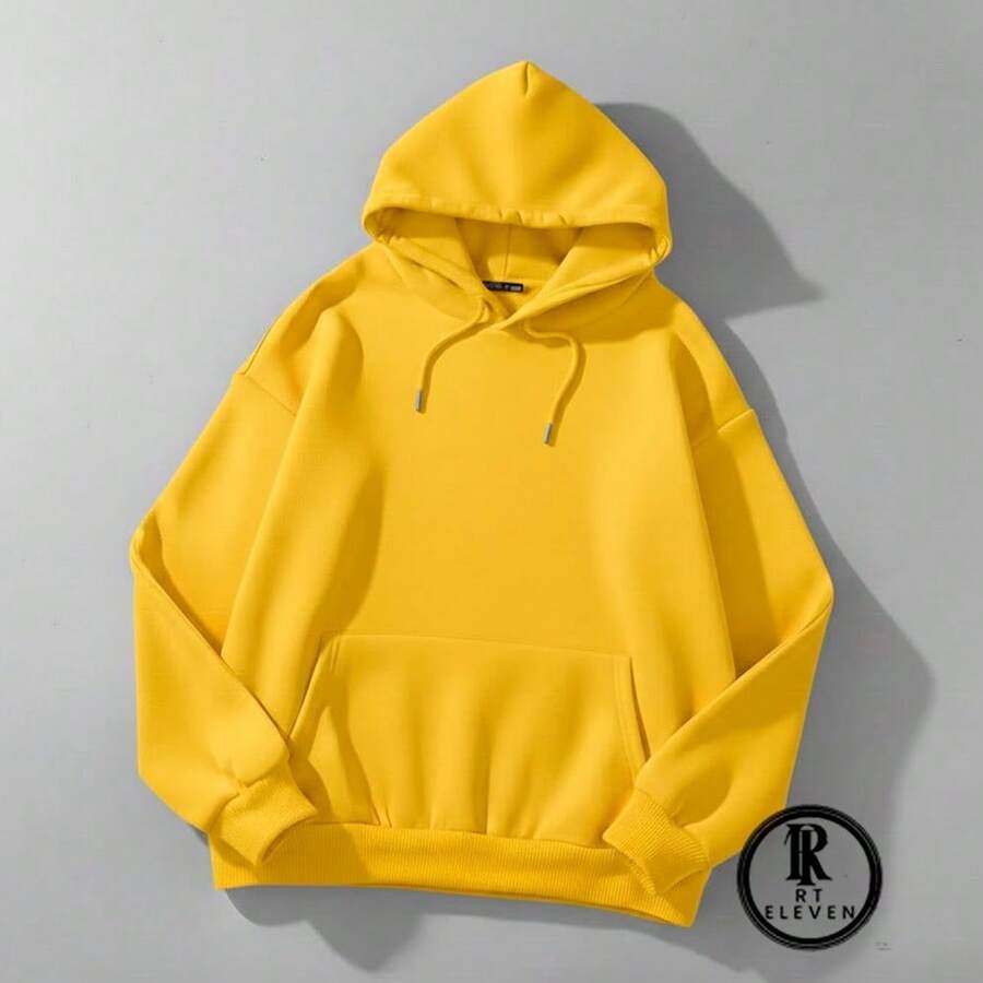 Moletom Canguru Feminino Casaco Blusa de frio Lisa Canguru com bolso e capuz Diversas cores Moda Outono Inverno Lançamento - Amarelo - Visão 1