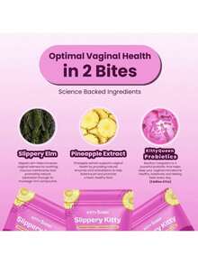 Slippery Kitty Feminine Probiotic + Moisture Gummies - All In One Solution With Slippery Elm 60 Count Pineapple Flavor - 1 - View 2