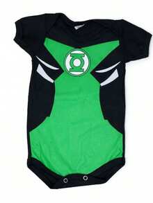 Body Lanterna Verde Personagem Super Herói Temático com Máscara Mesversario - Verde - Visão 3
