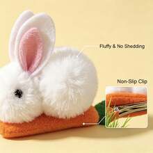 2个/1个 女士胡萝卜兔高弹力毛绒稳固活力发夹，可爱防滑甜美复活节礼物 - 彩色 - 查看 4