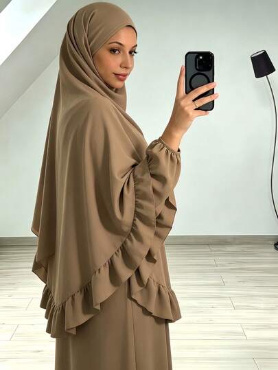 1pc Solid Color Nida Fabric Soft & Breathable Muslim Hijab, Prayer Headscarf, Suitable For Women's Daily Wear And Prayer, All Seasons