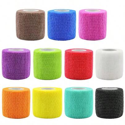 Random Color 12pcs/6pcs/3pcs/1pc Self-Adhesive Elastic Bandage - Elastic Sports Tape, Available In Multiple Colors And Sizes, Suitable For Wrist, Ankle, Finger And Toe Support, Ideal Fitness Accessory For Sports And Outdoor Activities, Can Be Used With Nude Sports Tape And Medical Gauze For Secure Fixation And Injury Prevention.