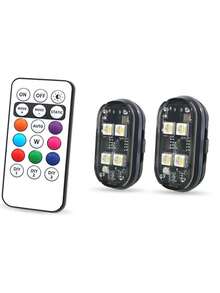 Đèn LED nhấp nháy không dây nâng cấp 2/4/6 bóng cho ô tô, đèn nội thất xe hơi nhiều màu RGB có điều khiển từ xa, đèn cảnh báo sạc USB-C cho ô tô, xe máy, máy bay không người lái, xe đạp trang trí. - A - Xem 14
