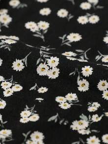 女士优雅V领碎花迷你连衣裙 - 黑色 - 查看 5