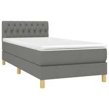 vidaXL Boxspringbett Mit Matratze & LED Dunkelgrau 90x190 Cm Stoff - Gris - Ver 3