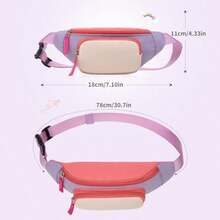 Kids Waist Bags - Block Of Light Pink and Purple Color - View 8