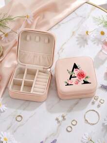 1pc Jewelry Box,Travel Jewelry Box,Portable Zipper Jewelry Organizer - Rose Floral 1 - View 13