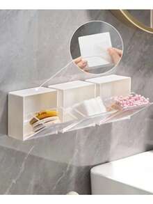 4/2/1 pieza Soporte de pared para hisopos de algodón, organizador de cosméticos, organizador de joyas, estante de almacenamiento de plástico, para organizar y almacenar hisopos de algodón, hilo dental, lazos para el cabello, pinzas para el cabello, almohadillas de algodón, borlas de polvo, etc., adecuado para el hogar, dormitorio, lugares comerciales, baño, decoración de la habitación, caja de almacenamiento con tapa abatible, caja de almacenamiento de baño, almohadillas de algodón para el hogar, hisopos de algodón, accesorios para el cabello, organizador de lápices labiales adecuado como regalo o favor de fiesta. También como un regalo de Navidad. - Multicolor - Ver 12
