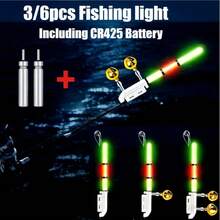 NEW 2/6pcs Fishing Rod Tip Light +CR425 Battery Set Fishing Electronic Throwing Rod Luminous Stick Light LED Removable Float Night Tackle Red/Green/White Blasting Flash Night Bite Tools CR425 (Batteries Included) - Multicolor - View 1