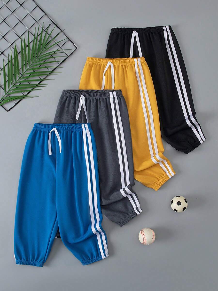 4pcs/Set Celana Kasual Anak, Celana Panjang Ringan dengan Tali Serut Hingga Mata Kaki, Pakaian Sehari-hari Serbaguna untuk Anak Laki-laki Usia 3-12 Tahun, Musim Semi/Panas - MultiWarna - View 1