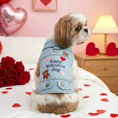 PETCIRCLE 1pc Pet Clothes, Dog/Cat Outfit, Small Dog/Puppy Stylish Cute Comfortable Hoodie With Bear Embroidery