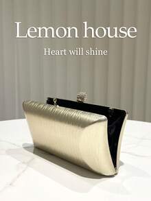 1 pièce Sac pochette en matériau PU réfléchissant doré brillant, sac de soirée élégant, sac à main mode avec longue bandoulière, convient pour les occasions formelles comme les banquets, les mariages, les fêtes pour femmes - Doré - Voir 6