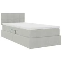 vidaXL Bett Mit Stauraum Und LED Mit LED Hellgrau 90 X 200 Cm Samt - Grey - View 6