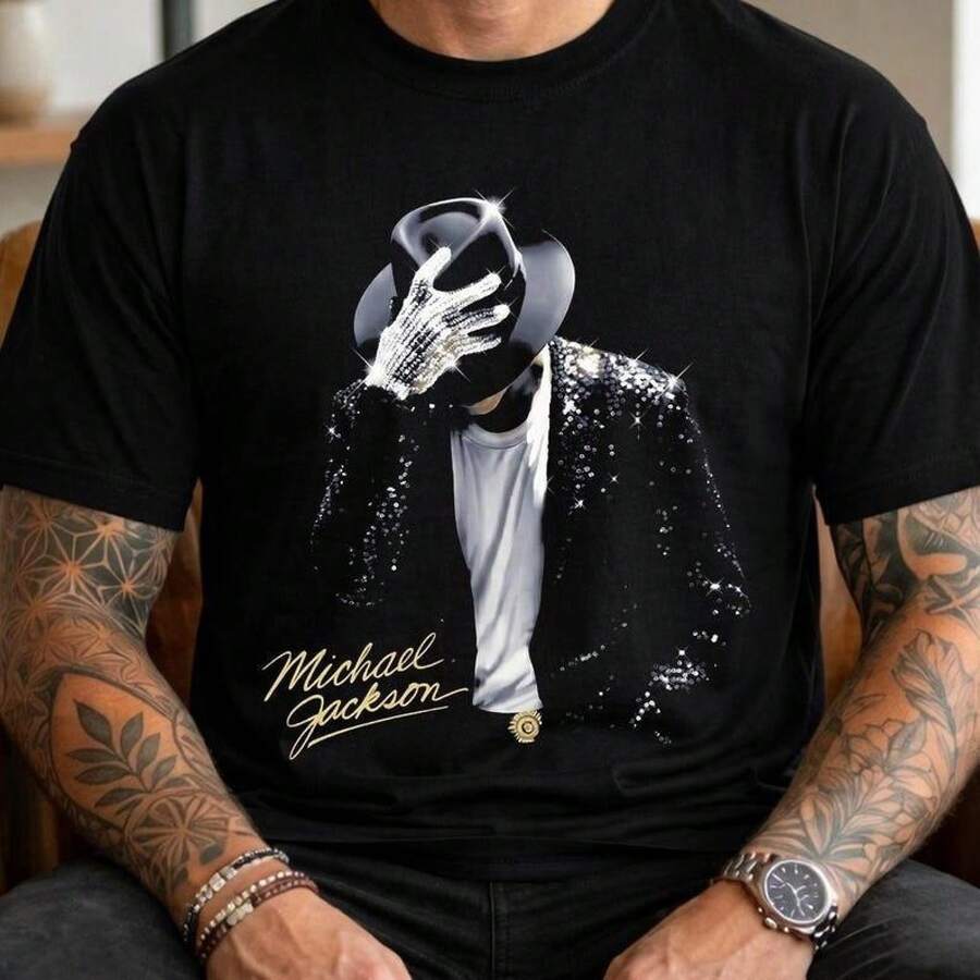 M-Ichael J-Ackson Memorial Black Shirt Adults Kids Breathable Daily Wear Tee, M-Ichael J-Ackson Shirt, Dresses For Women Summer, Couple Matching Outfits Vacation, Gothic Women Clothes, Men Vacation Outfits, Vacation Outfits Women, Y2k Clothes, Men Graphic Tees, Streetwear,M-Ichael J-Ackson King Of Pop Halftone T-Shirt, King Of Pop Shirt, Michael Fan Gift, M-Ichael J-Ackson King Of Pop Vintage T-Shirt Y2K With Minimalist And Stylish Presentation, This Black Top Offers Soft Wearing Experience, Ideal For Casual Social Occasions, Daily Wear And Music Fan Collections For All Ages Personalised Gifts, Mother's Day Gift, Father's Day Gift, Gift For Friends And Family. - 黑色 - 查看 1
