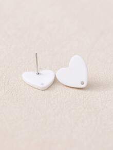 50个14毫米耳钉配件，亚克力钢耳钉针，时尚饰品DIY耳环制作组件 - 愛心 - 查看 5