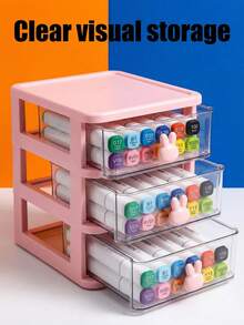 Versatile Storage Box With Anti-Dust Drawers Cute Pink Stackable Storage Container Box For Women Neat Hair Accessories Organizer To Hold Vanity Items Utility Box Home Decor Travel Makeup Bag Office Desk Jewelry Essentials - Multicolor - View 5